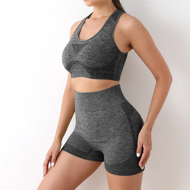 Conjunto feminino 2 peças, roupa esportiva para treino