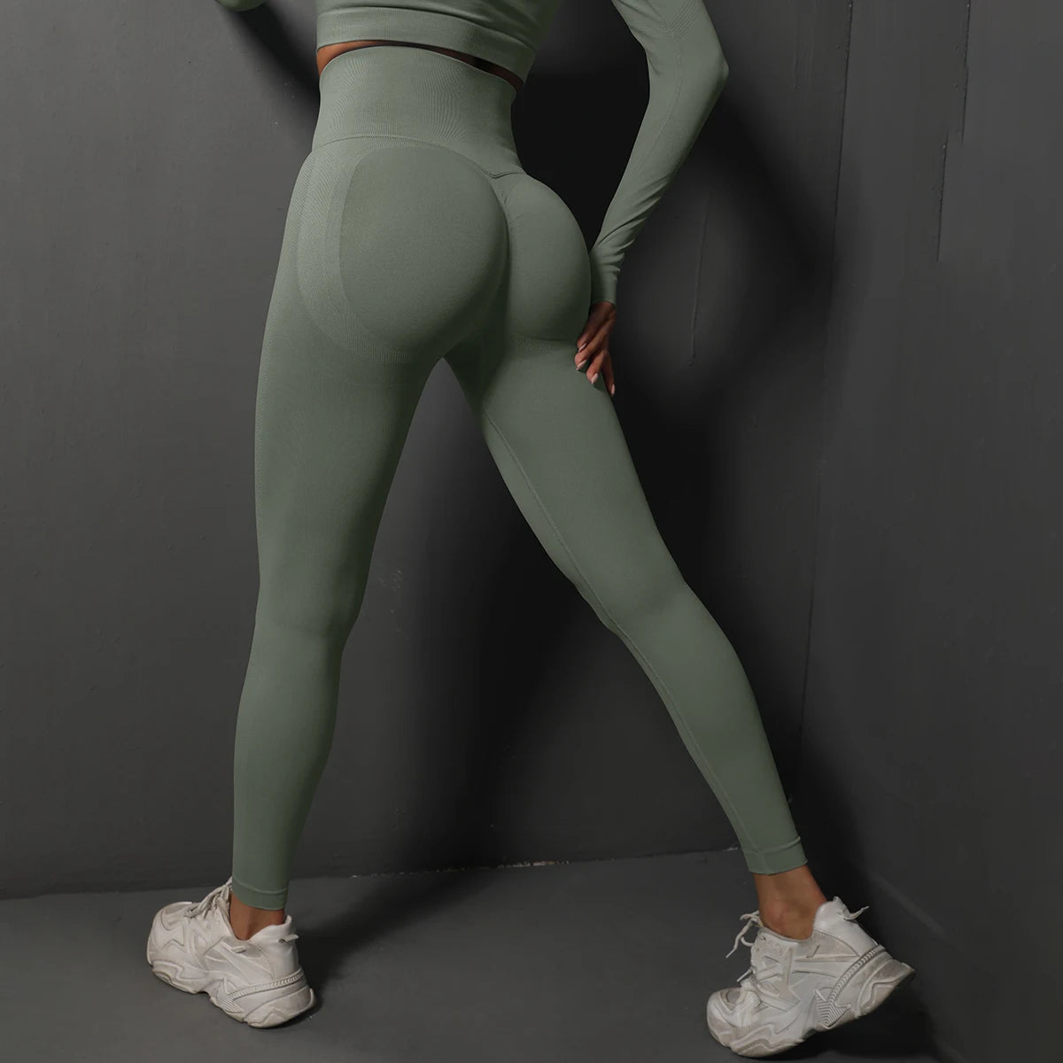 Leggings de cintura alta para exercícios, bumbum bolha, calças de corrida